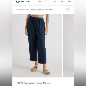 Quince Navy Linen Cropped Pants